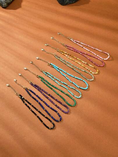 1 件 18K 镀金天然水晶和宝石女式脚链，适合日常佩戴，春夏季