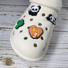 1組/套熊貓動物圖案鞋扣(共8個),適用於clogs,男女皆可,適合個性化diy裝飾 - 彩色 - 查看 10