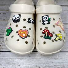 1組/套熊貓動物圖案鞋扣(共8個),適用於clogs,男女皆可,適合個性化diy裝飾 - 彩色 - 查看 5