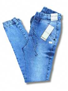 Calça Jogger Jeans Infantil para Meninos - Lavagem Média - Visão 2