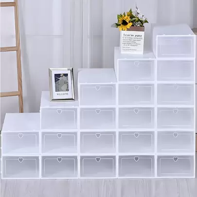 4pcs Interlocking Thickened Multiple Layers Shoe Storage Boxes Combination Set For Dormitory & Home & Life Accessories, Stackable Shoe Racks