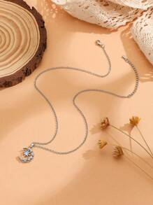 1條新月和星星垂墜項鍊 - 銀色 - 查看 4