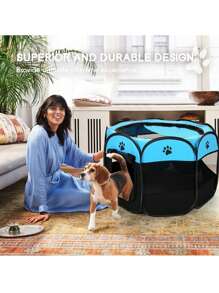 Casa Corral Mascotas 91cm Plegable Portátil Multifuncional - Azul - Ver 2