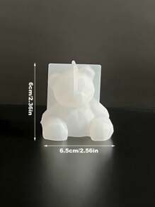 DIY 可爱水钻和几何熊 3d 硅胶模具，用于制作香薰蜡烛/手工艺术品/家居装饰/礼品/石膏/水晶/胶水模具 - 白色 - 查看 2