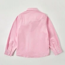 Camisa de manga larga para niños, adecuada para vestimenta formal, uniformes, adolescentes, ropa casual para niños pequeños, color rosa, estilo versátil estándar, talla 4-14 años - Rosa - Ver 6