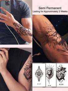 6pcs Animal Patterned Semi-permanent Tattoo Sticker, Lasting For Up To 15 Days, Waterproof - Multicolor - View 1