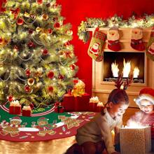 1pc Christmas Tree Skirt With Candy Bear & Biscuit Print, Holiday Decoration For Home Best Gifts Birthday Home Decor Christmas Decorations Room Decor Winter Christmas Decorations Home Christmas Gifts Christmas Decor - Multicolor - View 6