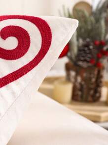 Miater 1pc/2pcs Christmas Decorative Pillow Cover, Plush Embroidered Farmhouse Style For Living Room Sofa, Holiday Gift - Red - View 3