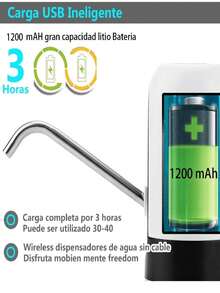 RECHARGEABLE ELECTRIC GARRFON WATER DISPENSER - Black and White - View 2