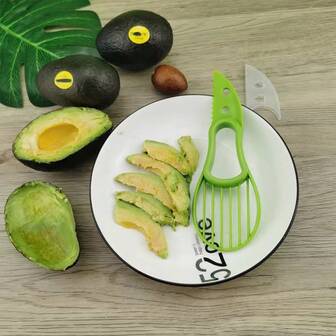 2-In-1 Avocado Slicer, Fully Plastic Avocado Knife, Multi-Purpose Fruit Splitter, Pitter And Cutter
