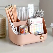 1pc large capacity desktop storage box, five cell office desktop organizer box, student stationery storage box - Blue - View 4