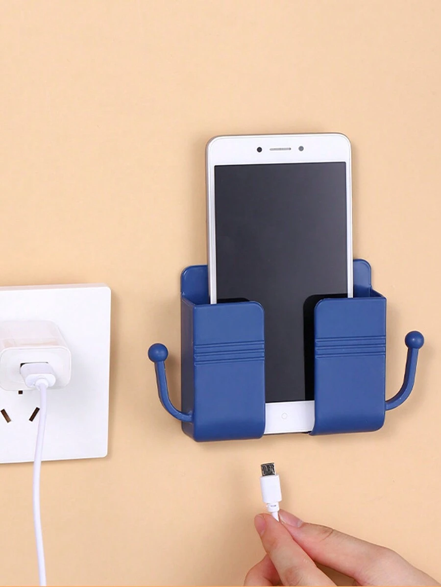 1個壁掛式手機充電座,附黏性遙控器底座,無需鑽孔的牆面儲物架 - 藍色 - 查看 1
