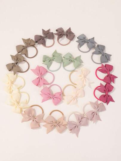 bilicaca 20pcs Random Color Bow Shaped Hair Ties For Toddler Girls