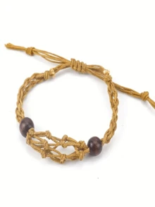 1入組,復古水晶手鐲架繩索,空石頭支架,可調節水晶支架,編織手鏈水晶籠子支架,DIY首飾製作,中性生日派對禮品