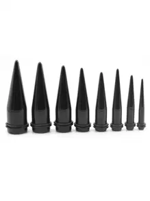 2 Pieces BLACK Color Cone Shaped Ear Expander Ear Taper Plug Stretcher Expander Gauge Acrylic Piercings 6mm-20mm - Black - View 8