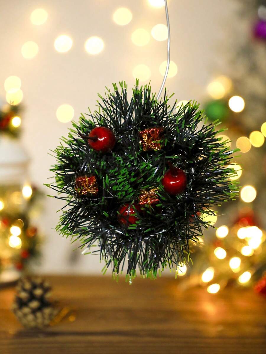 1入組聖誕花環包括紅色的漿果,鈴鐺,禮物盒,蘋果適用於聖誕派對和室內裝飾用品