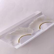 白色羽毛假睫毛,厚假睫毛,適用於舞台表演,藝術攝影,美術學校化妝 - 白色 - 查看 2