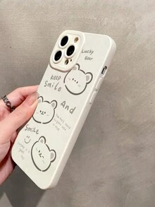 1 PC Xịt Dầu Silicon Chống Rơi Bảo Vệ Camera Tpu Họa Tiết Gấu Hoạt Hình Màu Trắng/Hồng Tương Thích Với IPhone - Màu Hồng Tươi - Xem 3