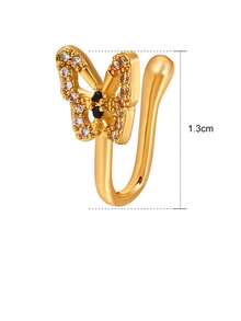 1件男女通用无孔鼻夹，交叉时尚个性化U形钻石蝴蝶鼻环，适合婚礼、派对、日常佩戴