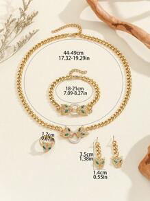 Ensemble De Bijoux En Acier Inoxydable Plaqué Or 18k Avec Tête De Léopard, 5 Pièces