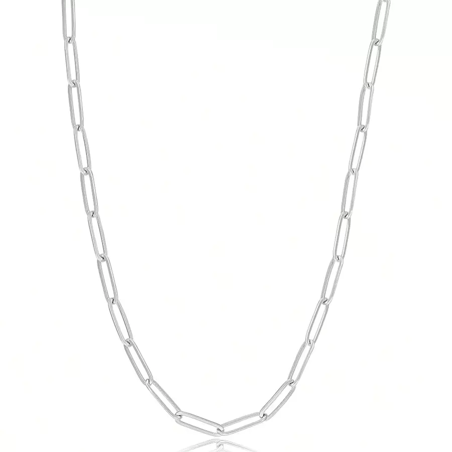 銀色回形針鏈條,3/4/5mm寬回形針項鍊,超強回形針鏈條,男女飾品禮物,16-30英寸