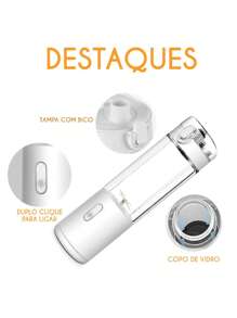 Mini Mixer Juicer Portátil 6 Lâminas - A580 - Rosa chiclete - Visão 4