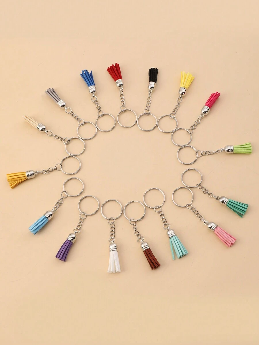 16 Piezas De Llavero Con Borla Decorada Versátil - Multicolor - Ver 1