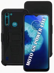 Funda Uso Rudo Con Clip Para Moto G8 Power Lite - Negro - Ver 3