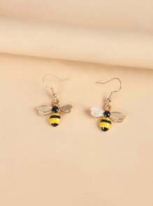 Bee Design Earrings - Yellow - View 10