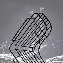 1pc Kitchen Corner Shelf, No Drilling Corner Storage Rack For Kitchen, Bathroom, Dormitory, Toilet, Wall Mount Bathroom Shelves - Black - View 5