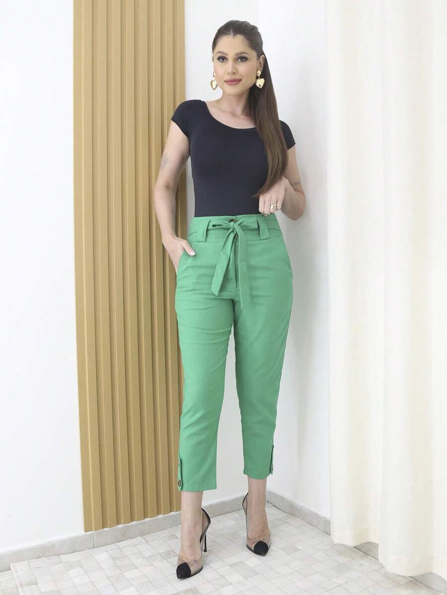 Women Pants - 綠色 - 查看 1