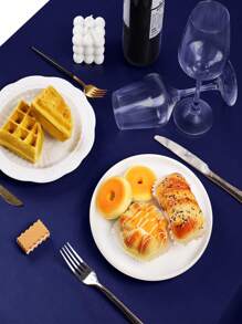 1pc Burgundy/Gold/Silver/Purple/Black/Green Simulated Silk Rectangle Tablecloth/Table Runner For Wedding, Party, Gathering, Restaurant - Navy Blue - View 6