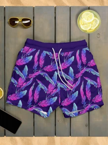 Short PraiaTropical Purple Bermuda Moda Praia  SHORT 039