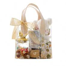 1入組小菊花透明手提袋,生日禮物袋,婚禮糖果袋,伴娘禮物袋,pvc透明袋,派對小禮物袋,派對用品,節日用品 - 米色 - 查看 2