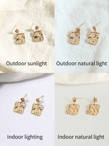 Textured Metal Drop Earrings