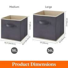 8 Pack Storage Cubes, Foldable Decorative Fabric Storage Baskets, 13 Inch Cube Storage Bins for Home Organizers with Handles for Shelves, Closet - 灰色 - 查看 6