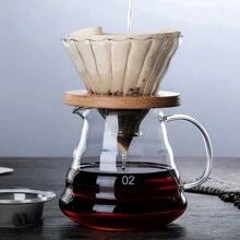 1pc Glass Coffee Filter Device, Pour Over Coffee Pot Set, Glass Tea Cup, Filter Dripper, Portable Coffee Filter, High Borosilicate Glass School Supplies - Transparent color - View 3