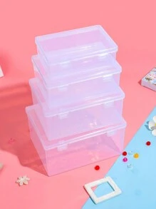 1個方形pp半透明雙扣收納盒,適用於手工串珠首飾、髮夾、配件等 - 無色 - 查看 2
