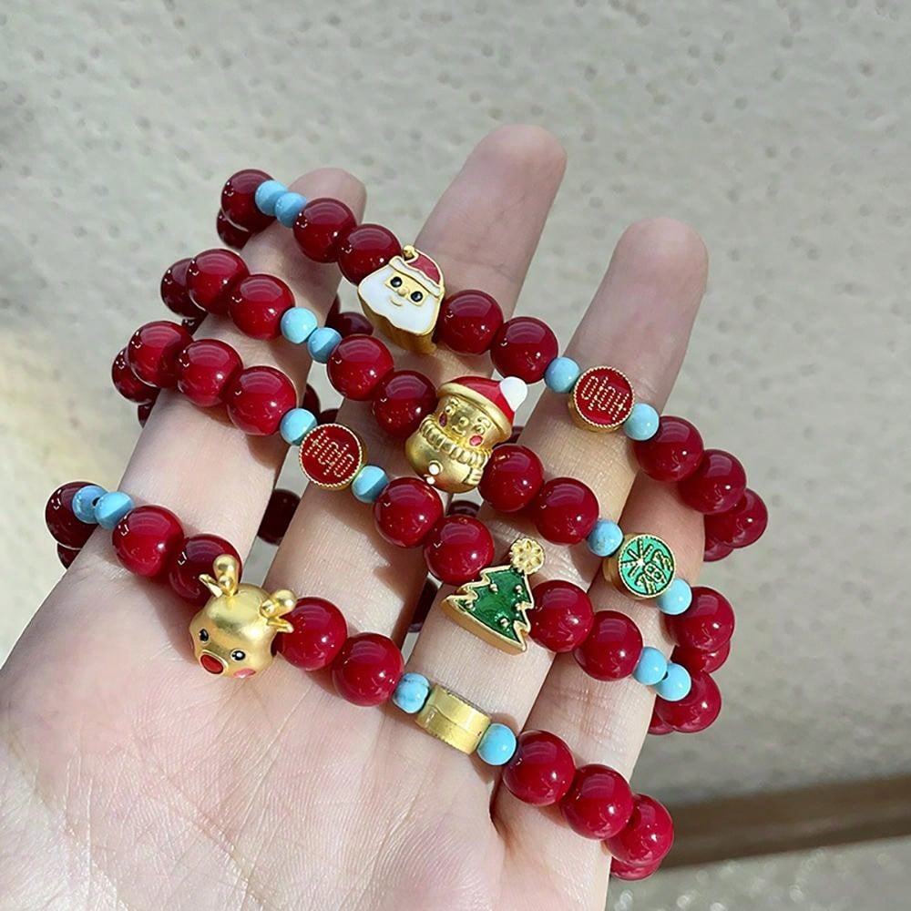 Natural Stone Red Crystal Beaded Zinc Alloy Deer Bracelet SHEIN USA