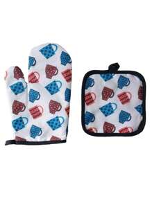 Kit With 2 Pieces Thermal Oven Glove And Pan Rest - Multicolor - View 2