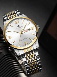 Reloj De Cuarzo Simple De Moda Fourron, Reloj De Acero Inoxidable Con Calendario Luminiscente Resistente Al Agua - Blanco - Ver 7