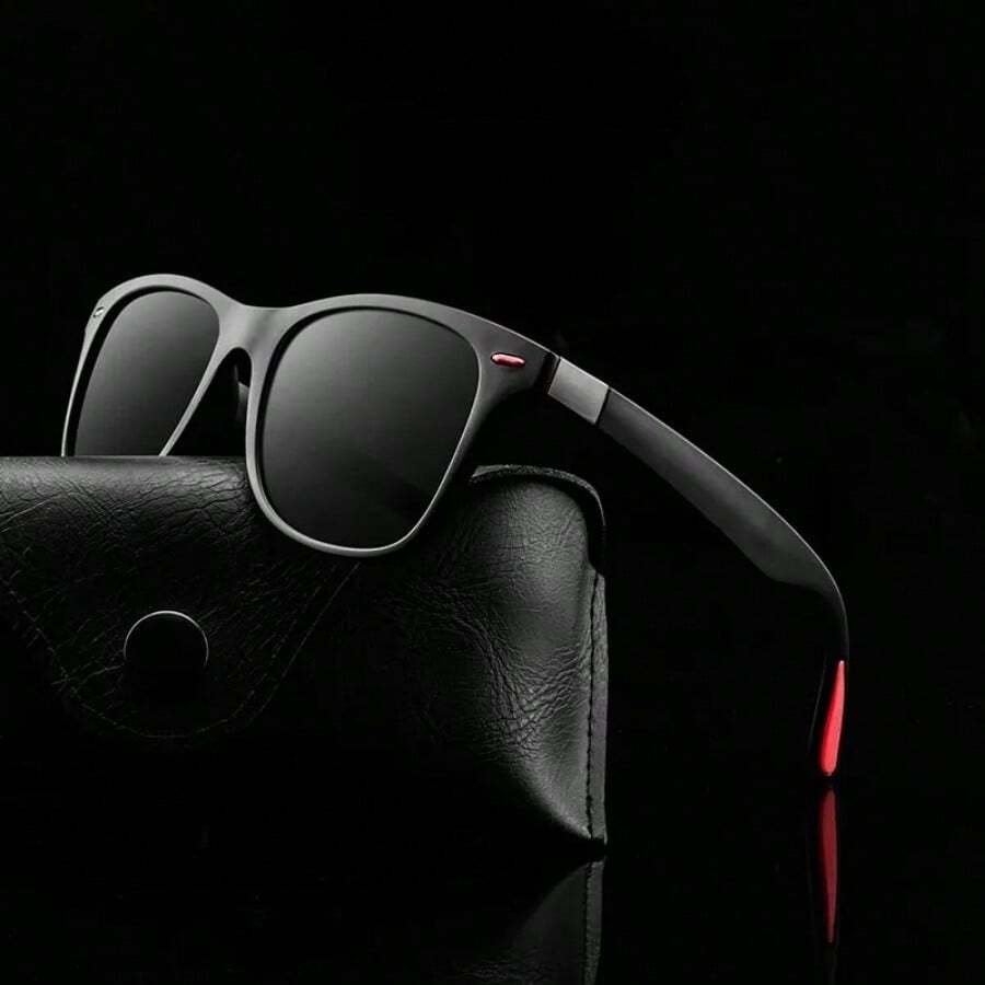 1 件装经典偏光时尚眼镜男女士品牌设计驾驶方形框架时尚眼镜男 - 黑色 - 查看 1