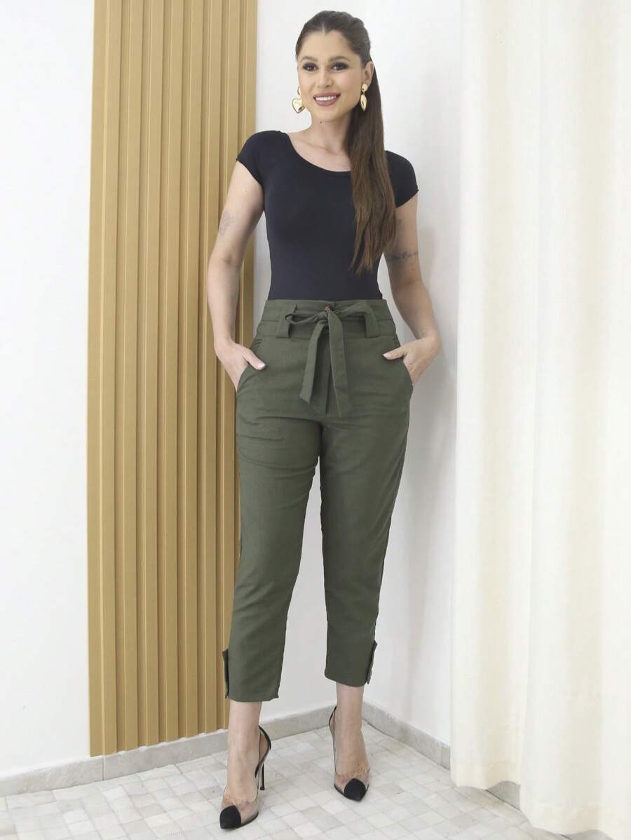 Women Pants - 軍綠色 - 查看 1