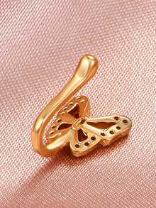 1件男女通用无孔鼻夹，交叉时尚个性化U形钻石蝴蝶鼻环，适合婚礼、派对、日常佩戴