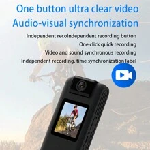 1支迷你背夾設計1200w 1080p 4k高清1.3英寸彩色屏幕180°旋轉鏡頭高清降噪抗震攝像機高清運動相機,運動偵測,夜視錄影機,機車錄影機 - 黑色 - 查看 3