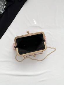 閃亮、閃光、迷人、優雅、精緻、安靜奢華1 件對比色金屬框架PU 手拿包，設計精美，非常適合晚會晚宴包，晚宴包，優雅的萊茵石水晶裝飾，適合派對女孩、女士、女士、新娘的完美選擇派對、婚禮、舞會、晚宴/宴會 送給女士的最佳禮物 - 粉色 - 查看 7