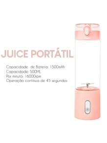 Mini Mixer Juicer Portátil 6 Lâminas - A580 - Rosa chiclete - Visão 3