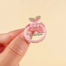 10pcs Colorful Cherry & Fruit & Vegetable Shaped Elastic Hair Ties For Girls, Suitable For Daily Use - Multicolor - View 5
