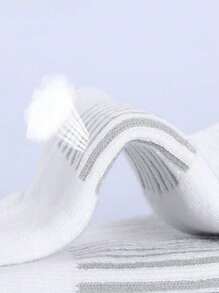 6 雙裝男士大尺寸純色百搭條紋休閒運動中筒襪 - 彩色 - 查看 5