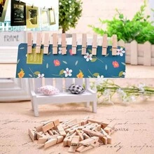 Photo Clips Twine Wooden Clips Photo Clips Creative Colorful Small Wooden Clips Decorative Photo Wall Clips - Yellow - View 1